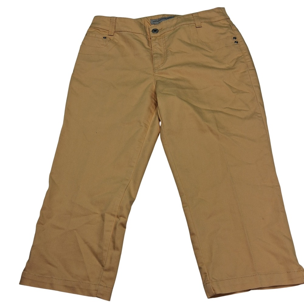 Chico's Platinum Denim Capri Pants Size 1.5 Yellow Cropped Stretch Mid Rise *